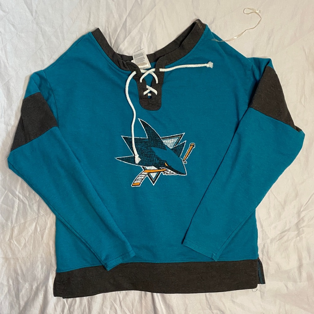 San Jose Sharks Women’s Off The Shoulder Sweater - Picture 1 of 8
